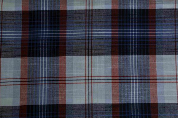 Classic Blue & Brown Plaid Shirt Fabric - Image 2