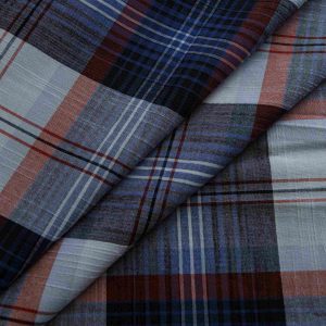 Classic Blue & Brown Plaid Shirt Fabric