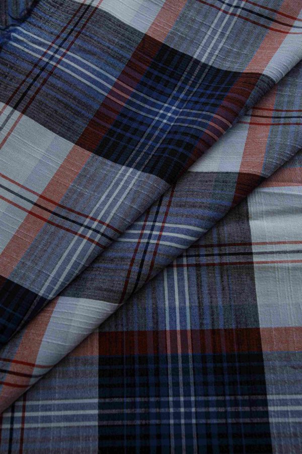 Classic Blue & Brown Plaid Shirt Fabric