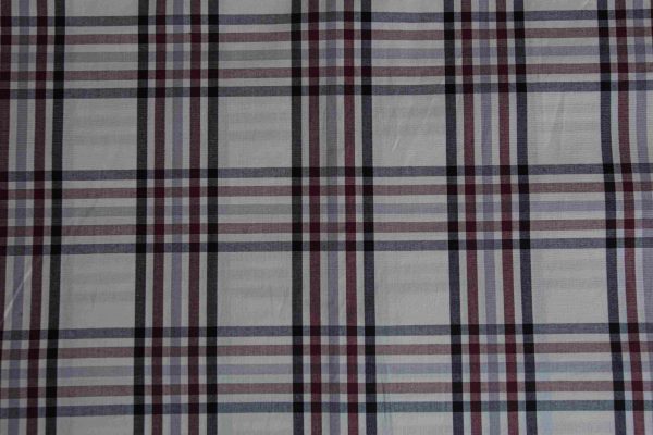 White & Maroon Plaid Shirt Fabric - Image 2