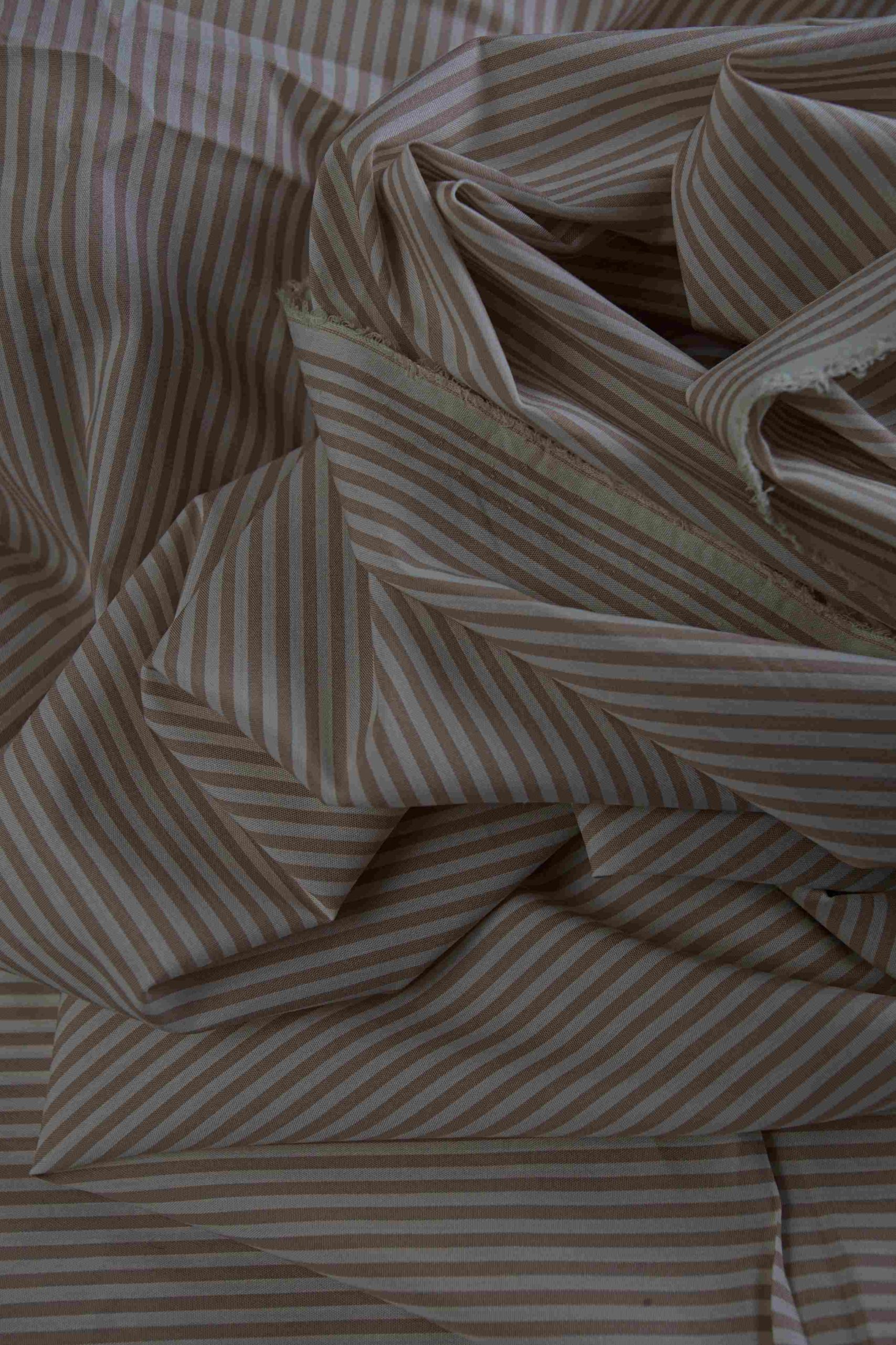 Beige Striped Shirt Fabric