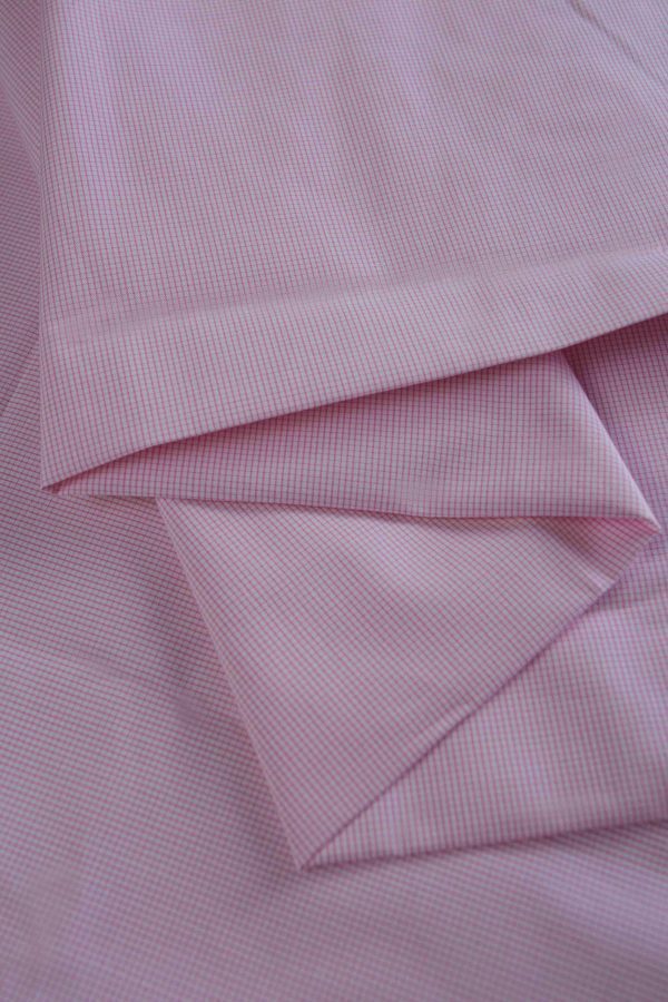 Elegant Pink Microcheck Shirt Fabric