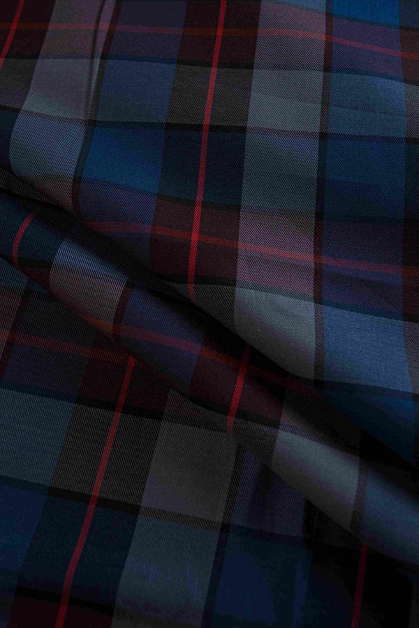 Navy & Black Tartan Shirt Fabric