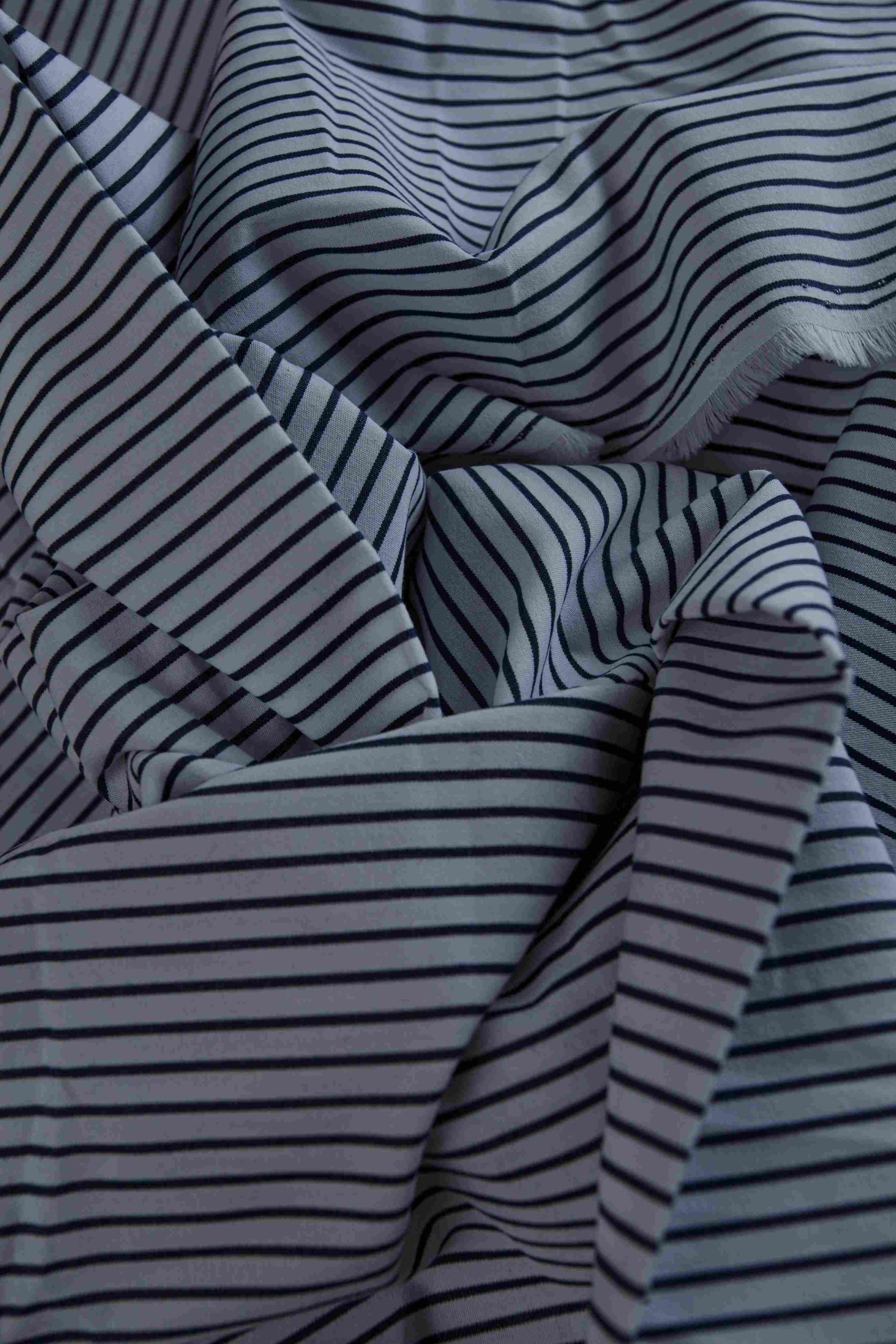 Blue Pinstripe Shirt Fabric