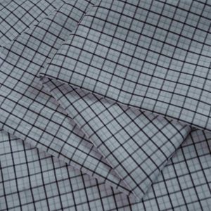 Grey Grid Check Shirt Fabric