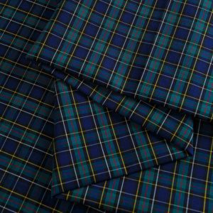 Navy & Green Tartan Plaid Shirt Fabric