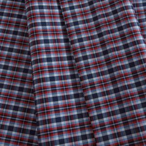 Red & Navy Plaid Shirt Fabric