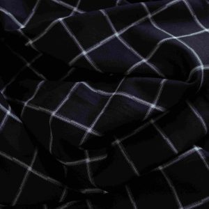 Black Windowpane Check Shirt Fabric