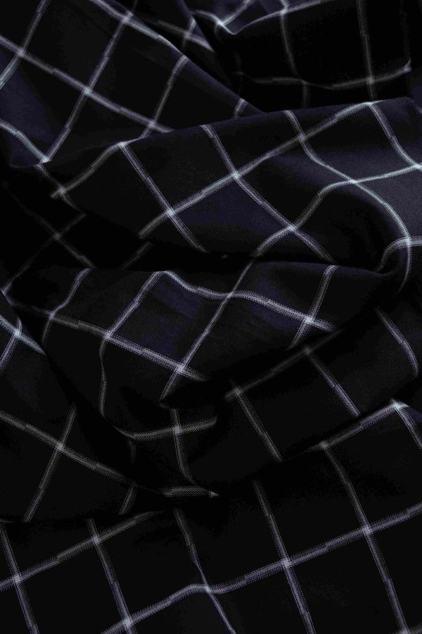 Black Windowpane Check Shirt Fabric